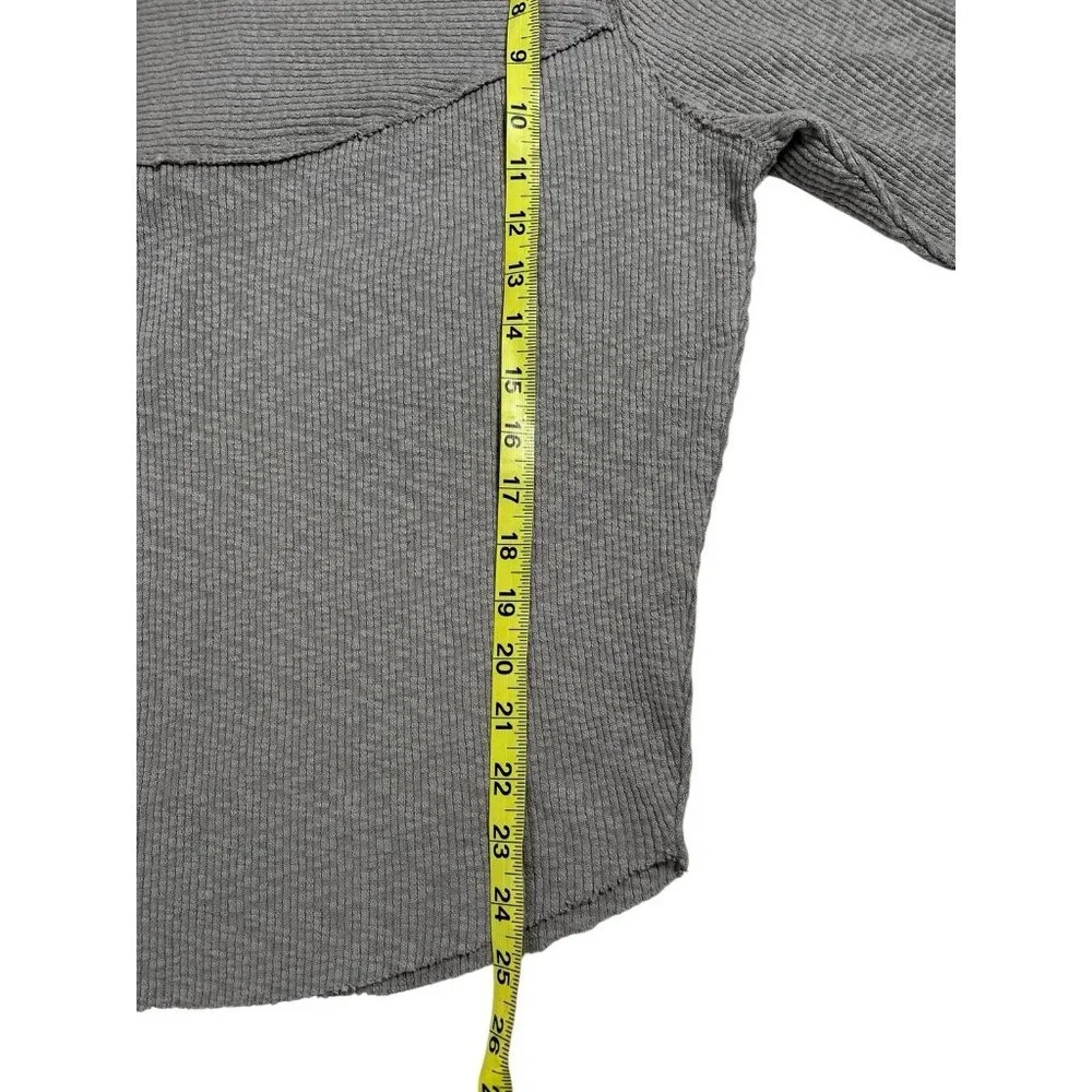 We The free people Sweatshirt Thermal Gray Ribbed Knit Size XS Buffy Sleeves - Picture 10 of 10
